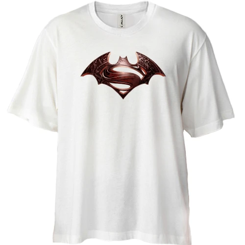 Футболка двунитка Oversize, Белый, Batman vs. Superman