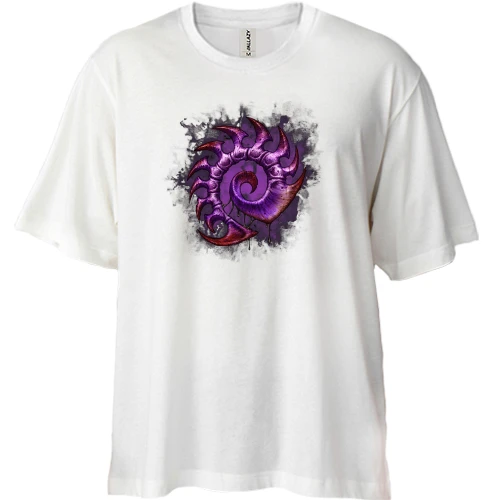Футболка двунитка Oversize, Белый, Starcraft zerg logo