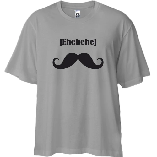 Футболка двунитка Oversize, Серый, усы ehehehe