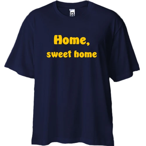 Футболка двонитка Oversize, Синій, Home, sweet home