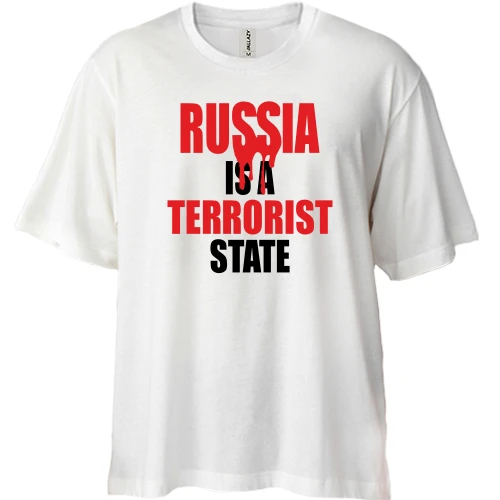 Футболка двонитка Oversize, Білий, Russia is a Terrorist State