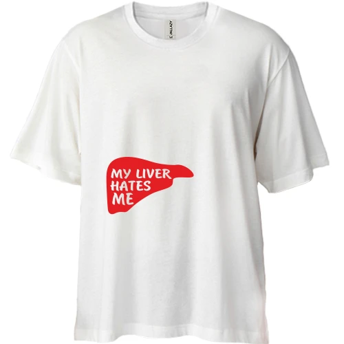 Футболка двунитка Oversize My liver hates me