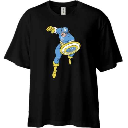 Футболка двунитка Oversize, Черный, Captain Ukraine