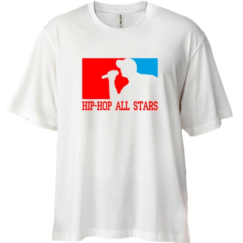 Футболка двонитка Oversize, Білий, Hip-Hop all stars