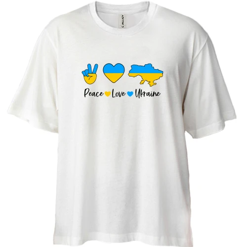 Футболка двонитка Oversize Peace Love Ukraine