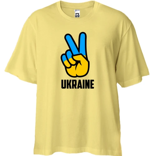 Футболка двонитка Oversize, Жовтий, Ukraine peace