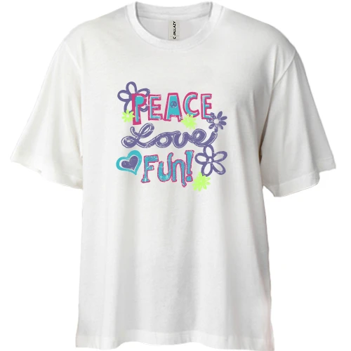Футболка двунитка Oversize Peace, love, fun