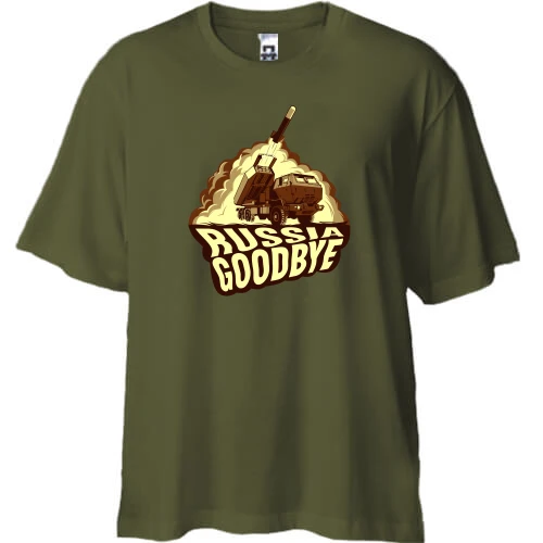Футболка двунитка Oversize, Хаки, HIMARS - russia goodbye