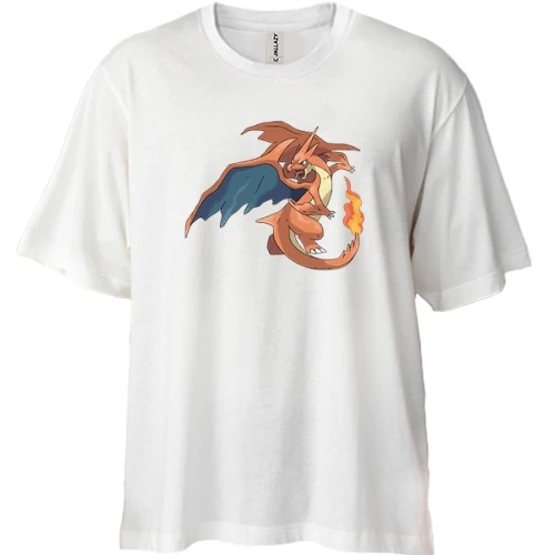 Футболка двунитка Oversize с покемоном Чаризард (Charizard)