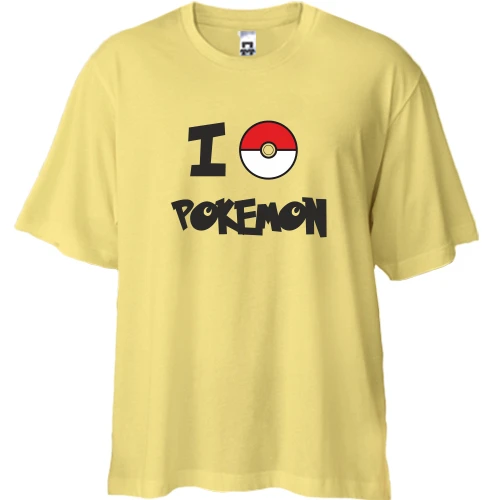 Футболка двунитка Oversize I love Pokemon