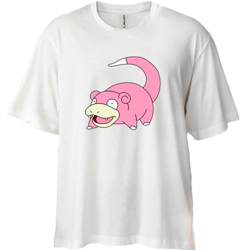 Футболка двонитка Oversize, Білий, зі Слоупоком (Slowpoke)