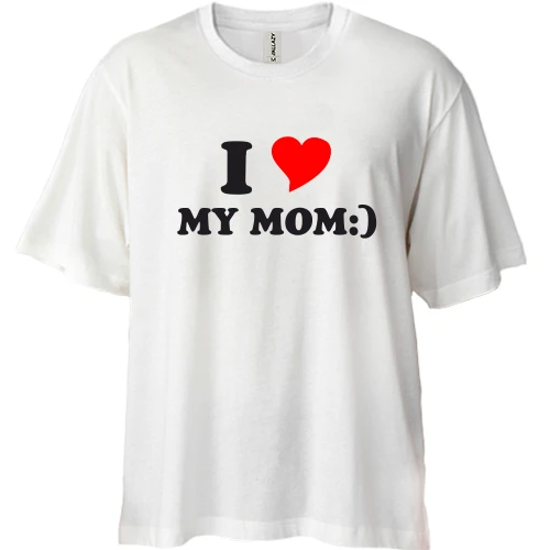 Футболка двонитка Oversize, Білий, I love my mom
