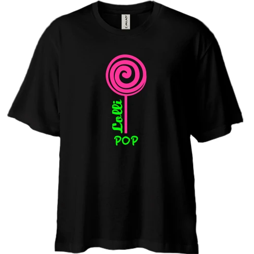 Футболка двонитка Oversize, Чорний, lolli pop