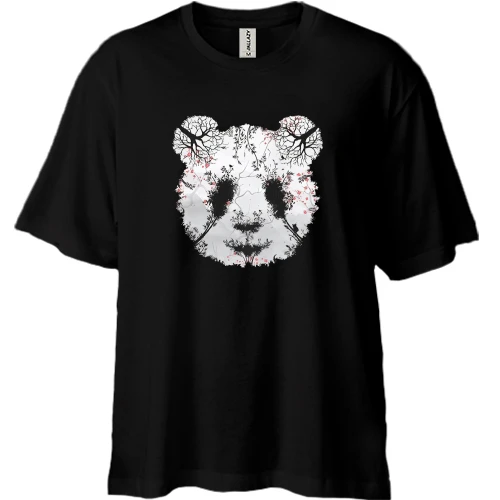 Футболка двунитка Oversize, Черный, Панда (АРТ)
