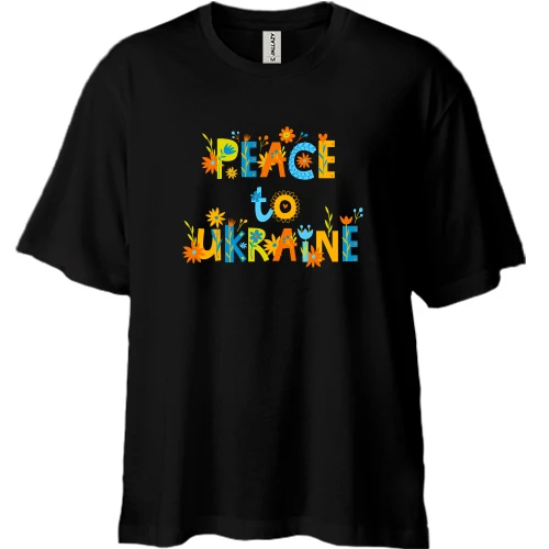 Футболка двунитка Oversize, Черный, Peace for Ukraine