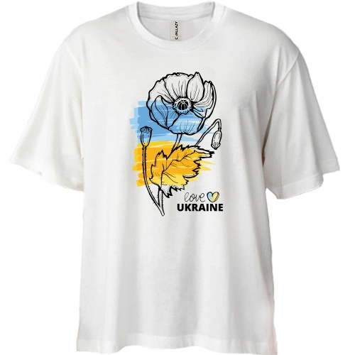 Футболка двонитка Oversize Love Ukraine (Квітка)