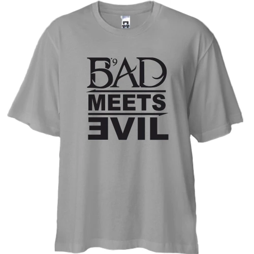 Футболка двонитка Oversize, Сірий, Bad Meets Evil