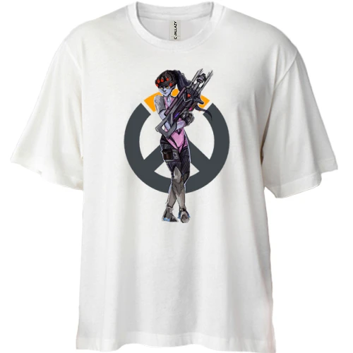 Футболка двунитка Oversize, Белый, Overwatch Widowmaker