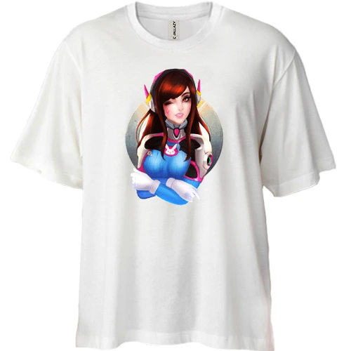 Футболка двунитка Oversize, Белый, Overwatch d.va