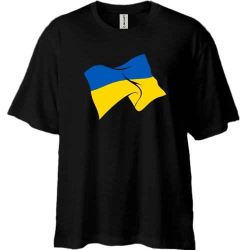 Футболка двонитка Oversize, Чорний, Український стяг