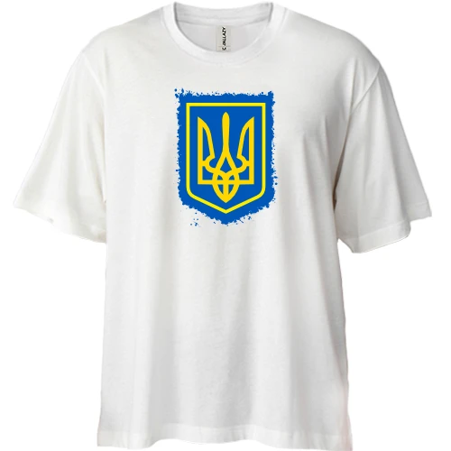 Футболка двонитка Oversize, Білий, з гербом України (2) АРТ