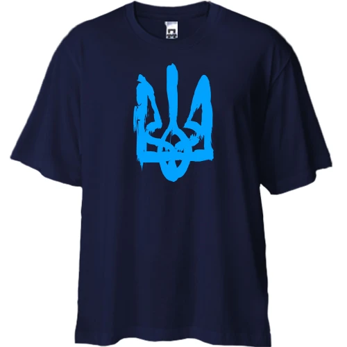 Футболка двунитка Oversize с гербом Украины (стилизованный под краску)