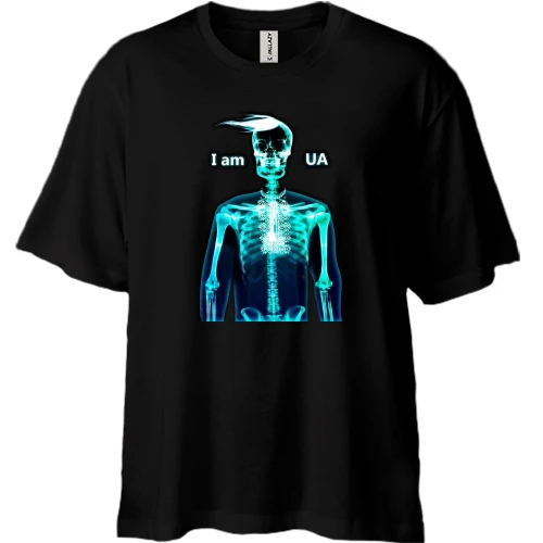 Футболка двонитка Oversize, Чорний, I am UA (рентген)