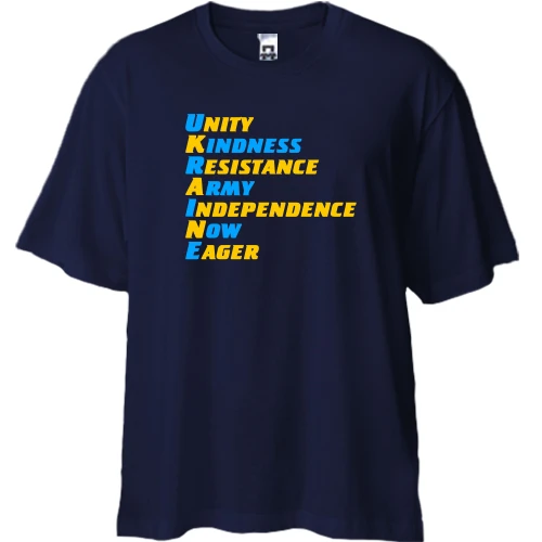 Футболка двунитка Oversize, Синий, Unity Kindness Resistance