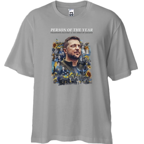 Футболка двунитка Oversize, Серый, Volodymyr Zelensky - The Spirit of Ukraine