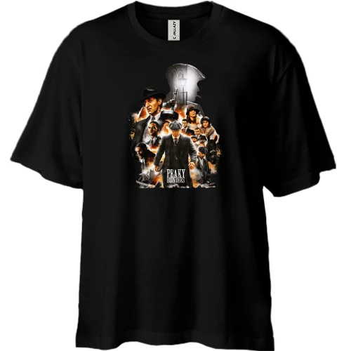 Футболка двонитка Oversize, Чорний, Гострі козирки (герої)