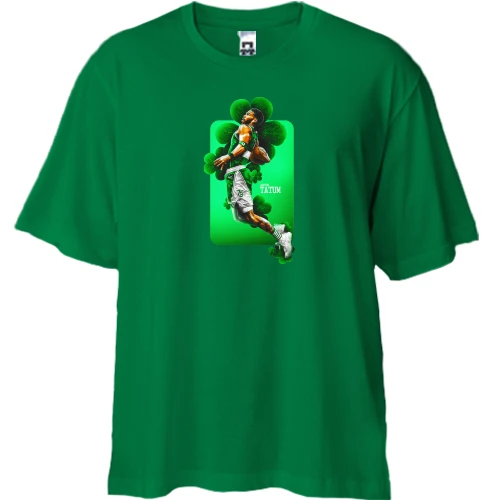 Футболка двонитка Oversize, Зелений, з Jayson Tatum