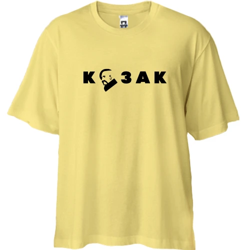 Футболка двунитка Oversize, Желтый, с эмблемой КОЗАК