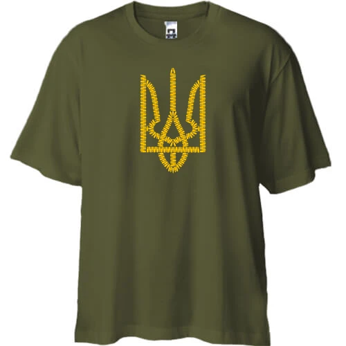 Футболка двонитка Oversize, Хакі, з Гербом викладеного з куль