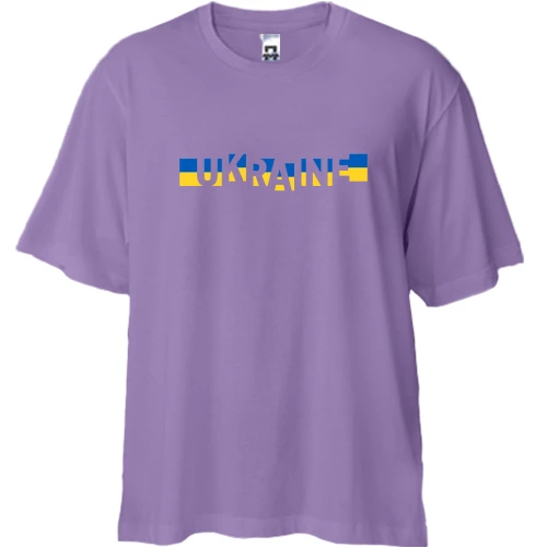 Футболка двунитка Oversize, Лавандовый, с эмблемой UKRAINE