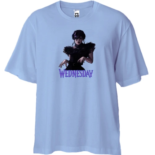 Футболка двонитка Oversize, Синій, Wednesday (АРТ2)