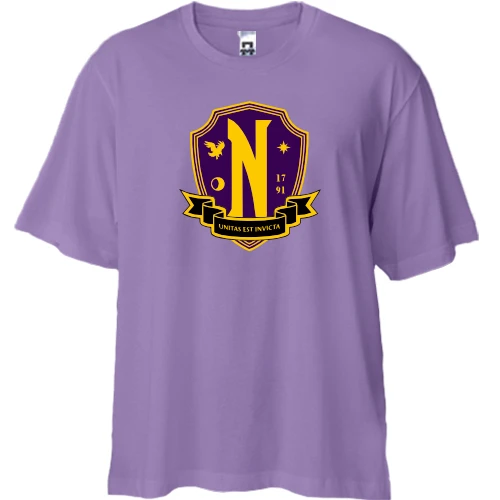 Футболка двонитка Oversize з логотипом Nevermore Academy