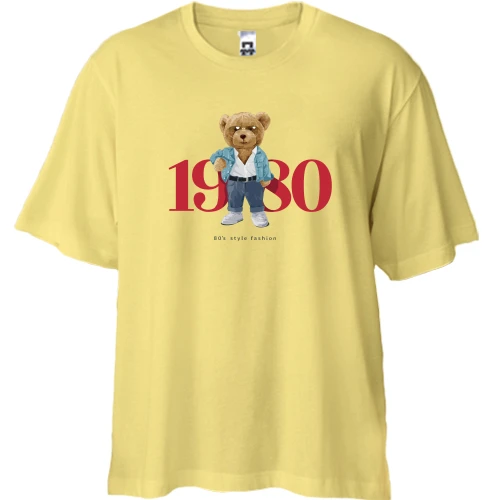 Футболка двунитка Oversize, Желтый, Teddy - 80's style fashion