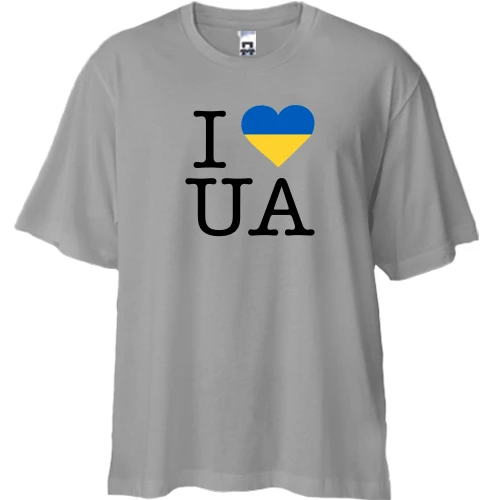 Футболка двунитка Oversize, Серый, "I ♥ UA"