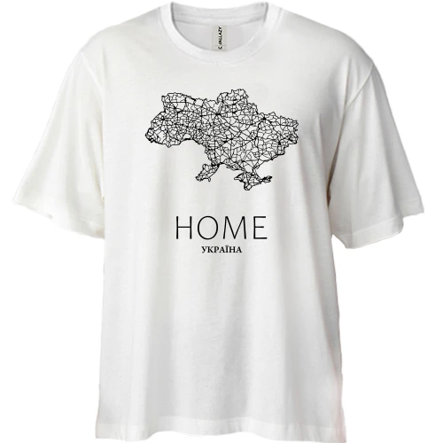 Футболка двунитка Oversize, Белый, с картой Украины "Home"