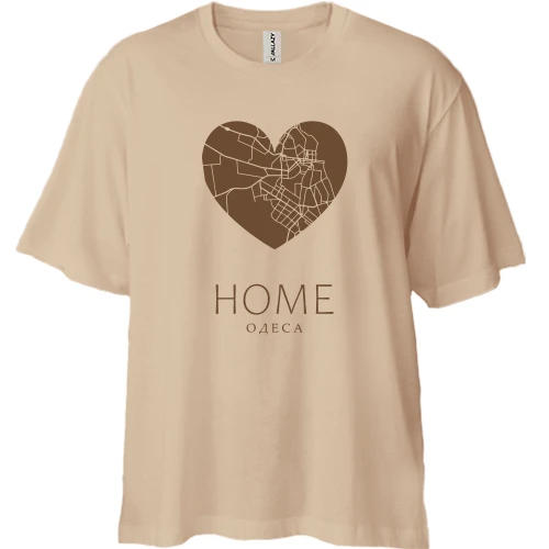 Футболка двунитка Oversize, Белый, с сердцем "Home Одесса"