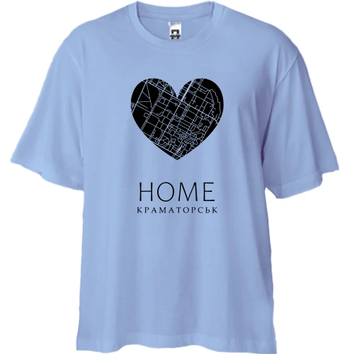 Футболка двунитка Oversize с сердцем "Home Краматорск"