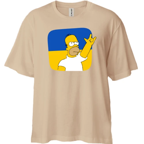 Футболка двунитка Oversize, Белый, "Гомер - Украина - рок-н-рол"