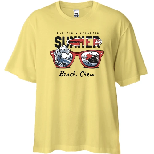 Футболка двонитка Oversize, Жовтий, з принтом "SUMMER"
