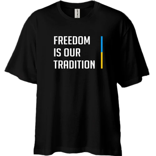 Футболка двунитка Oversize, Черный, Freedom is our tradition