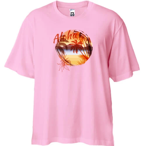 Футболка двунитка Oversize, Белый, "Aloha from Havaii"