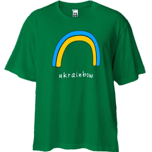 Футболка двонитка Oversize, Зелений, Ukrainbow (прапор-веселка)