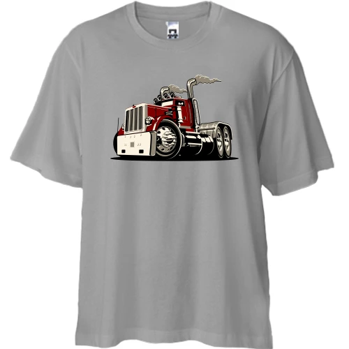 Футболка двунитка Oversize, Серый, "Седельный тягач"