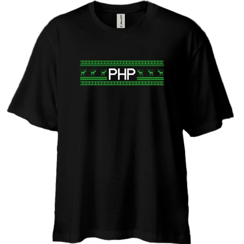 Футболка двонитка Oversize, Чорний, "PHP та олені"