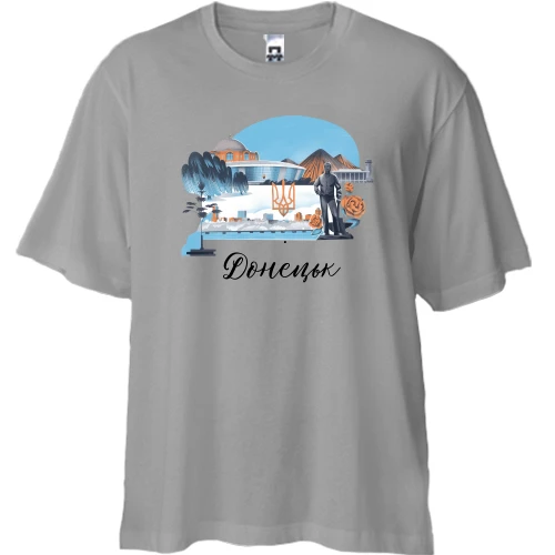 Футболка двунитка Oversize, Серый, "Донецк"