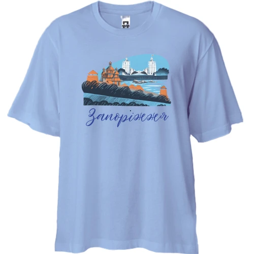 Футболка двунитка Oversize с панорамой Запорожья